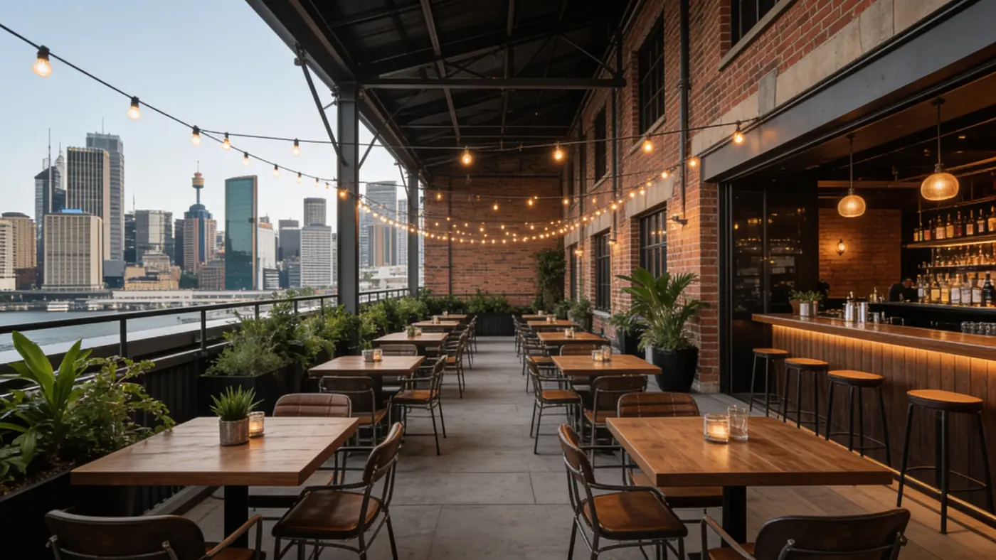 The rooftop bar at Switchyard Suites in Pyrmont