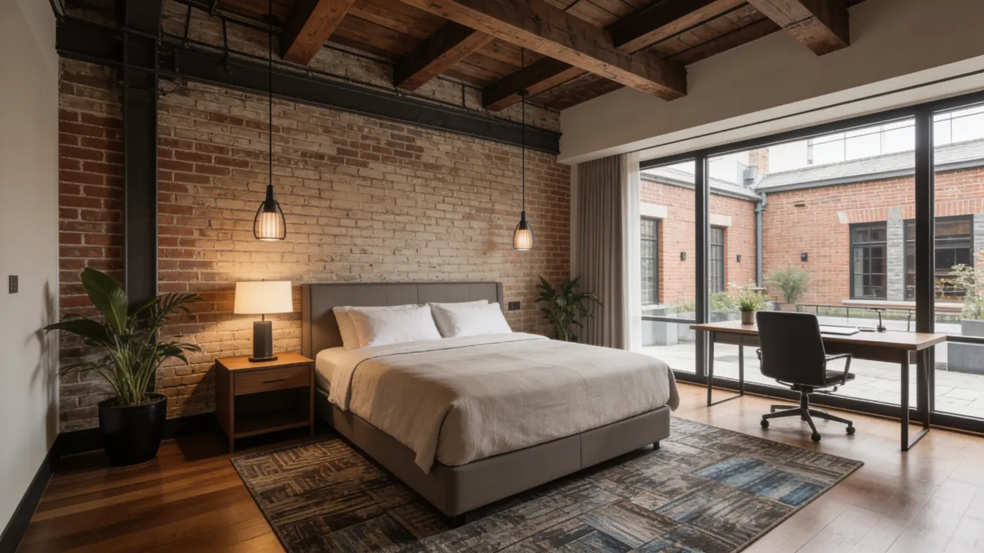 A serviced suite at Switchyard Suites